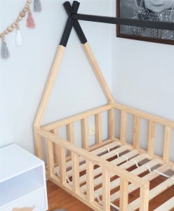 Solidne łóżko przypodłogowe tipi drewniane w wielu rozmiarach